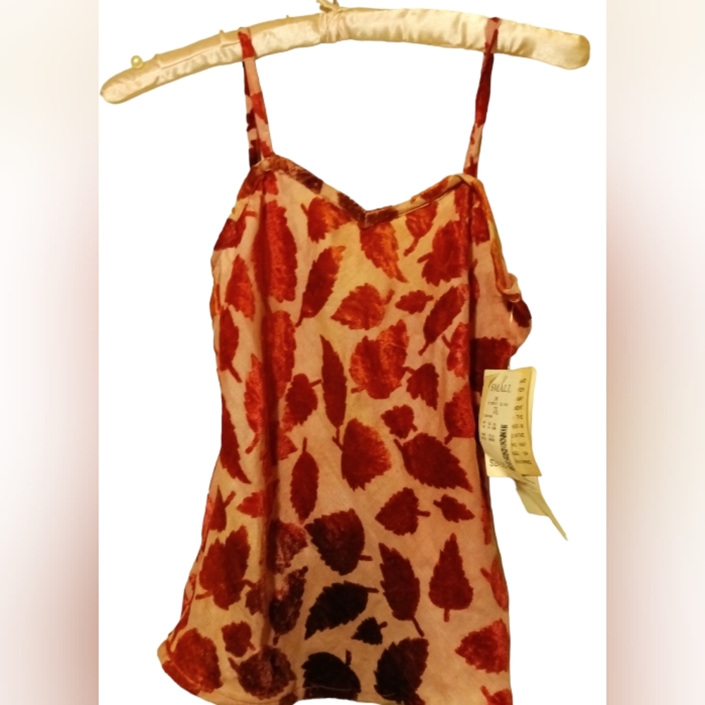 BoHo Tank Top with "velvety" leaves, by Boca Blues, Size Small, NWT